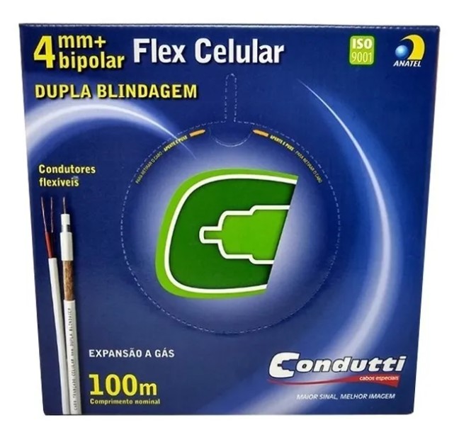 CABO COAXIAL BIPOLAR 4MM+FIO 100M CONDUTTI