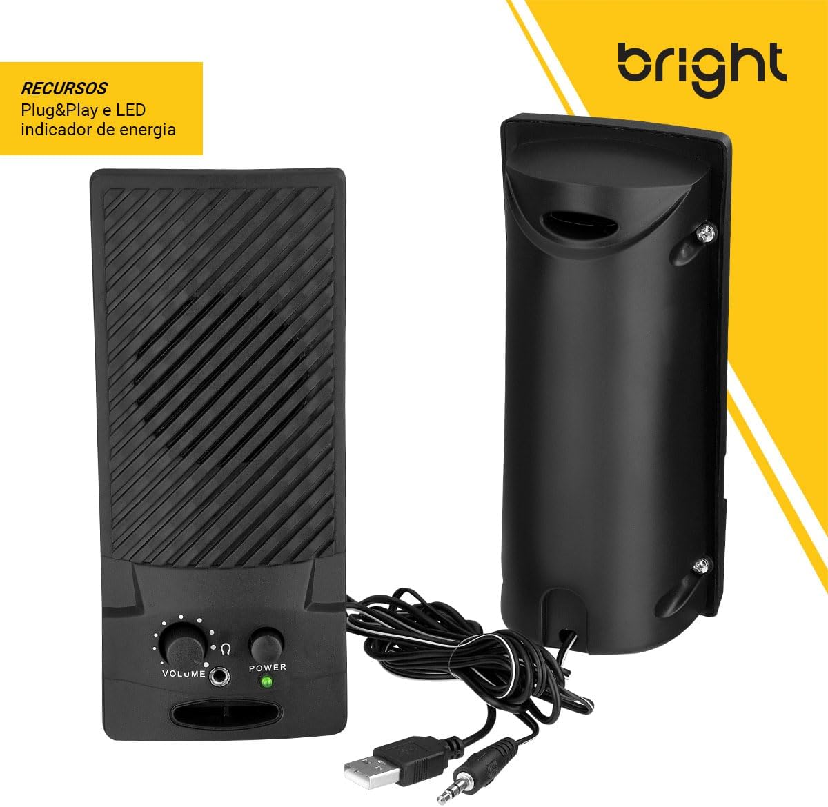 CAIXA DE SOM USB PRETA 1W COD 0058 BRIGHT - Imagem 2