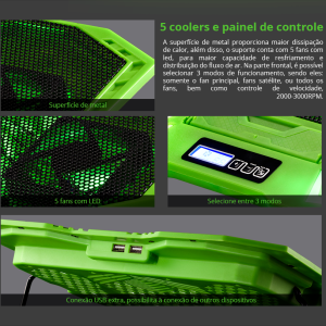 COOLER FAN P/ CPU COM LED VERDE MULTILASER WARRIOR