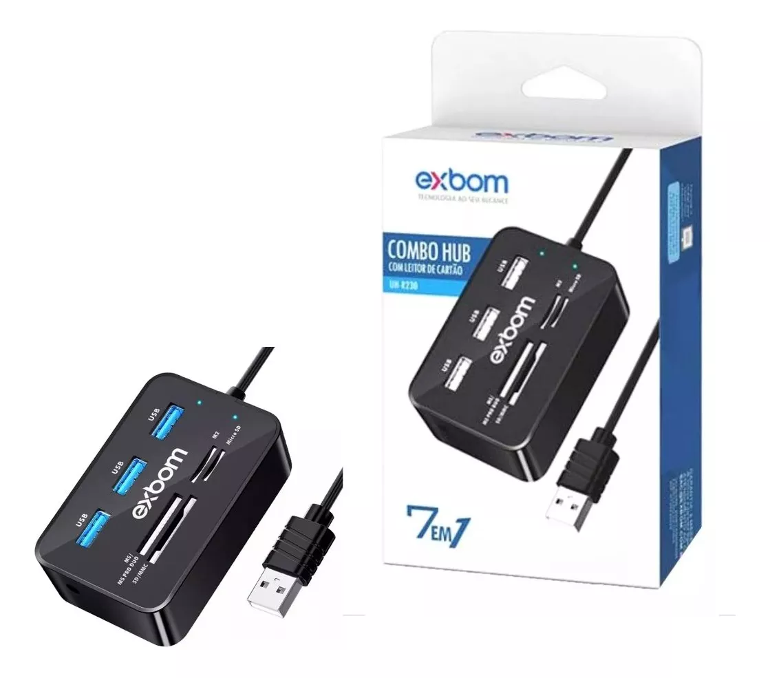 HUB USB 2.0 C/ LEITOR DE CARTÃO HB-T58 KNUP - Imagem 2
