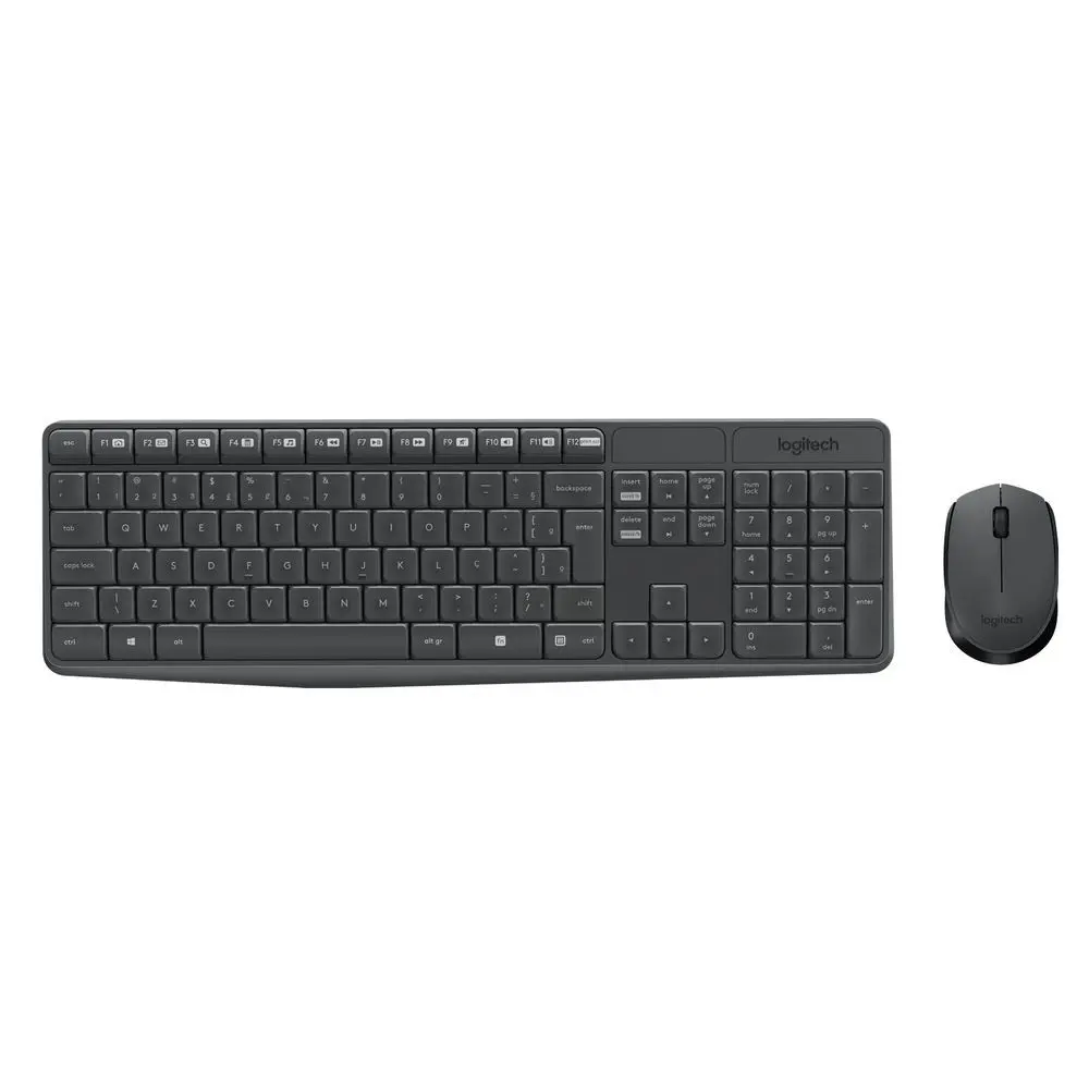 TECLADO E MOUSE S/ FIO MK235 CINZA/PRETO LOGITECH