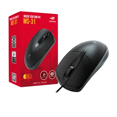 MOUSE C/ FIO MS-31 PRETO C3TECH - Imagem 3
