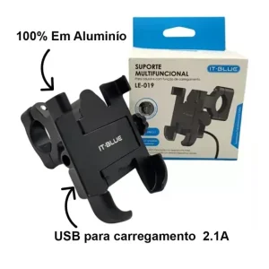 SUPORTE DE CELULAR P/ MOTOCICLETA  LE-019 IT-BLUE