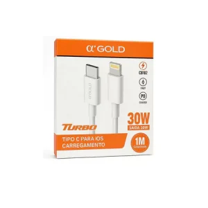 CABO CARREGADOR IPHONE USB-C P/ LIGHTNING 30W CB102 A’GOLD