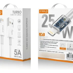 CABO CARREGADOR TURBO IPHONE 5A CB-71 GOLD
